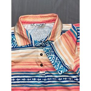 Kenny Flowers Polo Womens Medium Serape Stripe Aztec Southwestern Golf Shirt